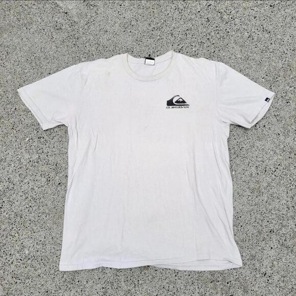 Vtg Y2k QUIKSILVER Classic Wave Logo Graphic Print Beach Skate Surf T Shirt L - Picture 2 of 4